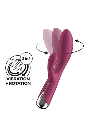 Satisfyer Spinning Rabbit 1 - Rotační vibrátor s rotující pákou (červený)