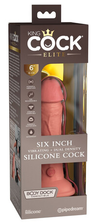 King Cock Elite 6 - připínací, realistické dildo (15 cm) - tmavě přírodní