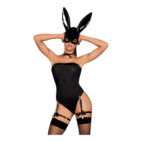 Obsessive OB7008 Sexy Bunny - kostým zajíčka (černý) - L/XL