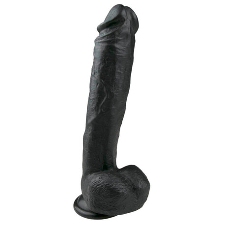 Easytoys - velké dildo s varlaty a přísavkou (26,5cm) - černé