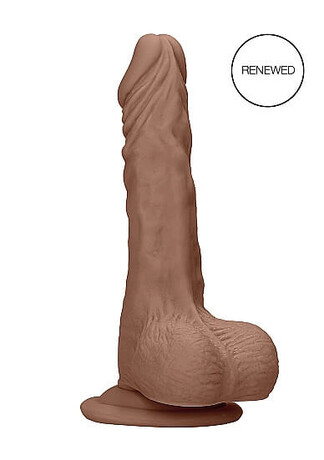 RealRock Dong 10 - realistické dildo s varlaty (25 cm) - tmavě přírodní