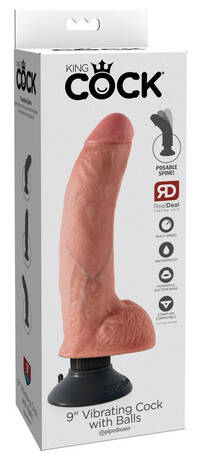 King Cock 9 - flexibilní vibrátor s nožičkami (26 cm) - přírodní