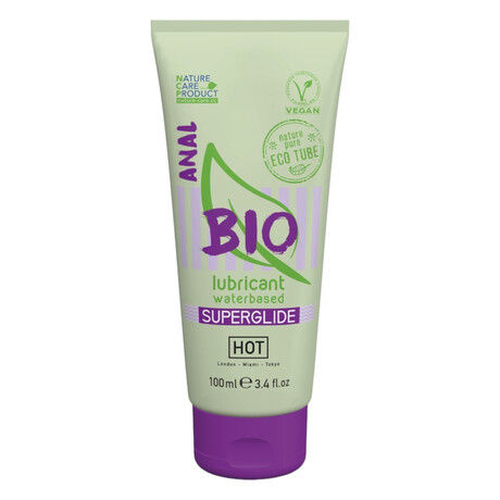 HOT BIO Superglide Anal - veganský anální lubrikant na vodní bázi (100 ml)