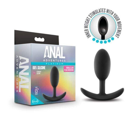 Anal Adventures Platinum M - anální dildo s kuličkou - černé (střední)