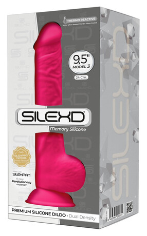 Silexd 9,5 - tvarovatelné dildo s varlaty a přísavkou - 24cm (růžové)