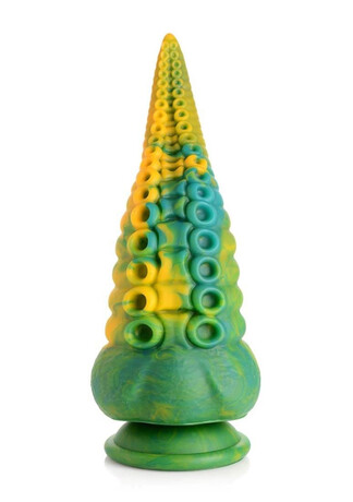 Monstropus Kraken - silikonové dildo s ramenem chobotnice - 22 cm (žlutozelené)