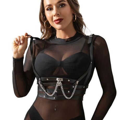 Subblime Fetish Corset Harness with Chains