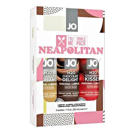 JO H2O Tri Me Neapolitan sada 3ks ochucených lubrikačních gelů 3 x 30 ml