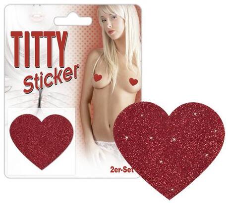 Titty Sticker Ozdoby na bradavky srdíčka - červená