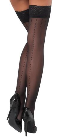 Cottelli Legwear Samodržící punčochy - černé: 5 (XL)