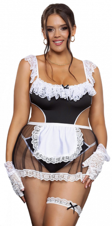 Plus size kostým Miss Sexy Maid, XXXL–XXXXL + dárek tanga