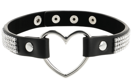 COQUETTE CHIC DESIRE - VEGAN LEATHER CHOKER WITH HEART