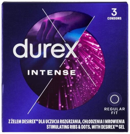 Durex Intense Orgasmic – vroubkované kondomy (3 ks)