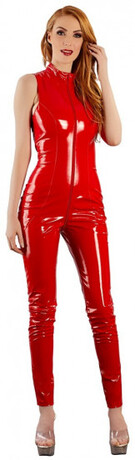 Červený overal Vinyl Jumpsuit, L