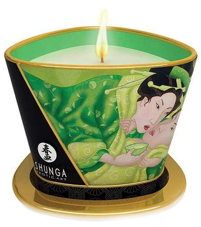 Shunga libido stimulující masážní svíčka Relaxing Green Tea (170 ml)