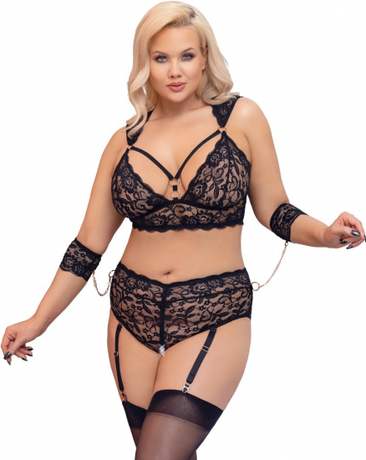 Plus size krajkový komplet Seductive Bondage, XL