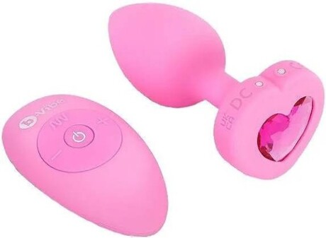 B-Vibe vibrační anální kolík Heart S/M s dálkovým ovladačem (9,8 cm)