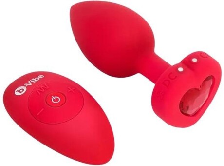 B-Vibe vibrační anální kolík Heart M/L s dálkovým ovladačem (10,5 cm)