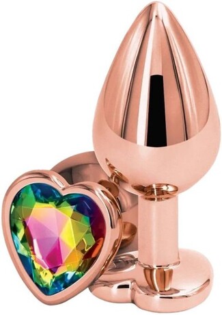 Anální kolík s diamantem Rose Gold Heart, malý