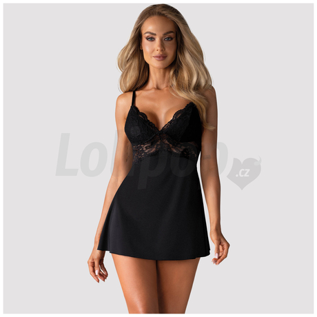 Obsessive 810-BAB Babydoll & Thong Black