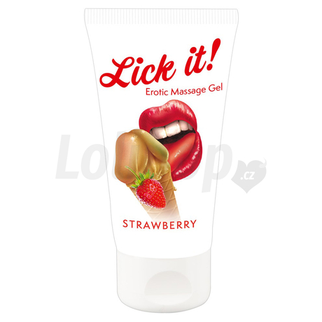 Lick-it 2v1 masážní lubrikant jahoda 50 ml